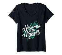 Femme Hosanna Vintage du Dimanche des Rameaux dans la Plus Haute Pâques chrétienne T-Shirt avec Col en V