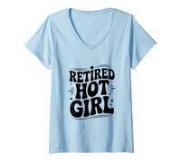 Femme Hot Girl à la Retraite Vibes Fun Summer T-Shirt avec Col en V