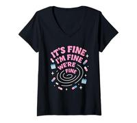 Femme Hot Girl Anxiety Glam Therapy Humour Overthinking Esthétique T-Shirt avec Col en V