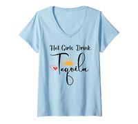 Femme Hot Girls Drink Tequila Mom Margarita Funny Tequila Lover T-Shirt avec Col en V