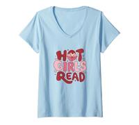 Femme Hot Girls Read Book Lover Feminist Reader T-Shirt avec Col en V