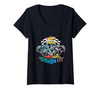 Femme Hot Wheels Monster Trucks - Ultimate Smash and Crash T-Shirt avec Col en V