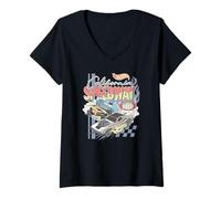 Femme Hot Wheels Vintage California Speedway des années 90 fabriqué pour la Course T-Shirt avec Col en V
