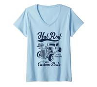 Femme Hotrod Cleveland Ohio Design Nostalgie Automobile T-Shirt avec Col en V