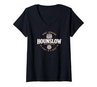 Femme Hounslow West London England Coordonnates Label 2C T-Shirt avec Col en V