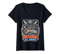 Femme House All Night Beats T-Shirt avec Col en V