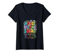 Femme Housekeeping Squad Équipe de Nettoyage de Maison Assortie T-Shirt avec Col en V