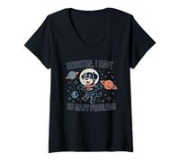 Femme Houston I Have So Many Problems Astronaute Chien Drôle T-Shirt avec Col en V
