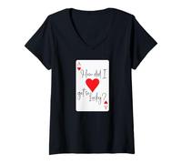 Femme How Did I Get So Lucky Ace Card Hearts Valentine Anniversary T-Shirt avec Col en V