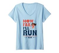 Femme How Far I'll Run - Empowered Runner 10K Race T-Shirt avec Col en V