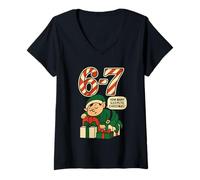 Femme How Many Sleeps Til Christmas Funny Six Seven 6-7 Hommes Femmes T-Shirt avec Col en V