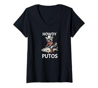 Femme Howdy Cowboy Raccoon Riding Fish Funny Western Humor Apparel T-Shirt avec Col en V