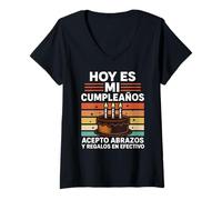 Femme Hoy Es Mi Cumpleaños Cash Humour Fiesta Fête d'anniversaire Pastel T-Shirt avec Col en V