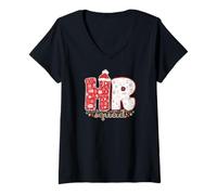 Femme HR Squad Costume de Noël Amusant Ressource Humaine T-Shirt avec Col en V