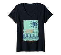 Femme Huatulco Mexico Souvenir Oaxaca Neuf Baies Art Vintage T-Shirt avec Col en V