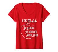Femme Huelga - Soutenez Les grèves des syndicats des Enseignants T-Shirt avec Col en V