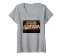 Femme Hugh HEFNER avec Playboy Bunnies 2002 par Michael Grecco T-Shirt avec Col en V