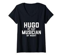 Femme Hugo Costume de Musicien d'halloween Gen Z Millennial Men Hugo T-Shirt avec Col en V