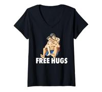 Femme Hugs amusants - Jiu-jitsu brésilien, BJJ et grappling T-Shirt avec Col en V