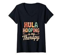 Femme Hula Hooping Cerceaux de Danse et de Gymnastique T-Shirt avec Col en V
