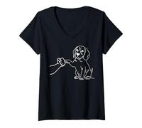 Femme Human and Dog Paw Fist Bump Dog Lover Beagle T-Shirt avec Col en V