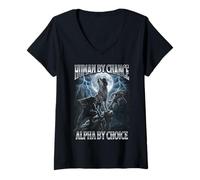 Femme Human by Chance Alpha de Choice Wolf T-Shirt avec Col en V