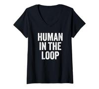 Femme Human in The Loop Ethical AI T-Shirt avec Col en V