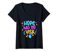 Femme Humanité Égalité Hope Has No Visa T-Shirt avec Col en V