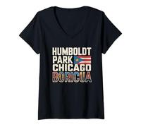 Femme Humboldt Park Chicago Boricua Pride Midwest portoricain T-Shirt avec Col en V