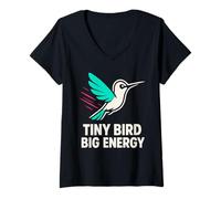 Femme Hummingbird Meme Tiny Bird Big Energy Nectar Nature T-Shirt avec Col en V