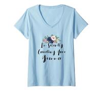 Femme Humor Flowers Funny I'm Silently Correcting Your Grammar T-Shirt avec Col en V