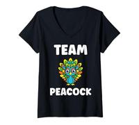 Femme Humor peacock animals minimalist simple team peacock T-Shirt avec Col en V