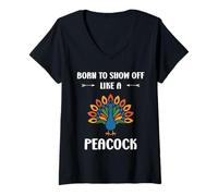 Femme Humor peacock animals quote like a peacock T-Shirt avec Col en V