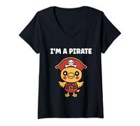 Femme Humor skull pirates minimalist simple i'm a pirate T-Shirt avec Col en V