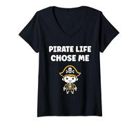 Femme Humor skull pirates minimalist simple quote life pirate T-Shirt avec Col en V