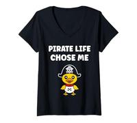 Femme Humor skull pirates minimalist simple quote life pirate T-Shirt avec Col en V