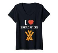 Femme Humor Small Bread Breadstick Simple i Love Breadsticks T-Shirt avec Col en V