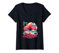 Femme Humoristiques fleurs d'été, jolies vacances à la plage T-Shirt avec Col en V