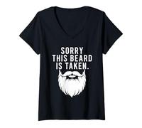 Femme Humour Amusant pour Barbe Sorry This Beard is Taken T-Shirt avec Col en V