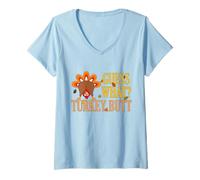 Femme Humour Amusant Thanksgiving Guess What Turkey Butt Humour T-Shirt avec Col en V