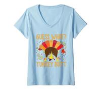 Femme Humour Amusant Thanksgiving Guess What Turkey Butt Humour T-Shirt avec Col en V