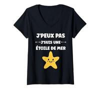 Femme Humour Animaux océan j'peux Pas Je suis Une étoile de mer T-Shirt avec Col en V