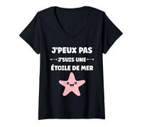 Femme Humour Animaux océan j'peux Pas Je suis Une étoile de mer T-Shirt avec Col en V