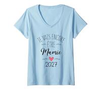Femme Humour Annonce Grand Parents Je Vais Encore Être Mamie 2027 T-Shirt avec Col en V