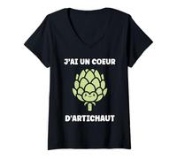 Femme Humour Artichaut Légume j'ai un cœur d'Artichaut T-Shirt avec Col en V