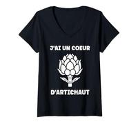Femme Humour Artichaut Légume j'ai un cœur d'Artichaut T-Shirt avec Col en V