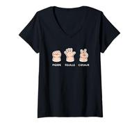 Femme Humour Bébé Drôle Pierre Feuille Ciseaux Mains Mignon T-Shirt avec Col en V