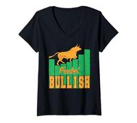 Femme Humour Bourse Drôle Je Me Sens Bullish Trader Investisseur T-Shirt avec Col en V