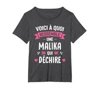 Femme Humour Cadeau Personnalisé Prénom Malika Qui Déchire T-Shirt, Femme Grandes Tailles, Chiné Foncé, 6X