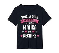 Femme Humour Cadeau Personnalisé Prénom Malika Qui Déchire T-Shirt, Femme Grandes Tailles, Noir, 6X
